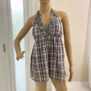 CANDIE’S plaid ruffle top size L